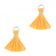 Mini Kwastje Ibiza style 1cm Silver-orange peel